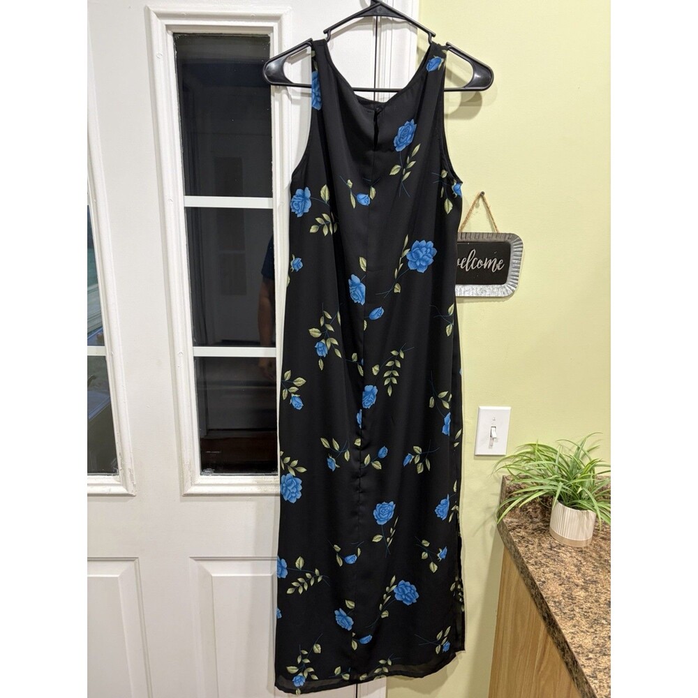 Style & Collection Floral Dress 10 Ladies Black Blue/Yellow Flowers